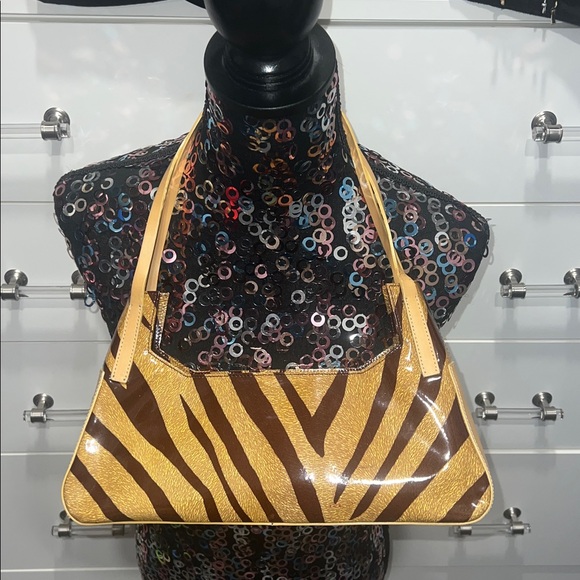 Francesco Biasia Zebra Print Leather Shoulder Bag - Picture 2 of 11